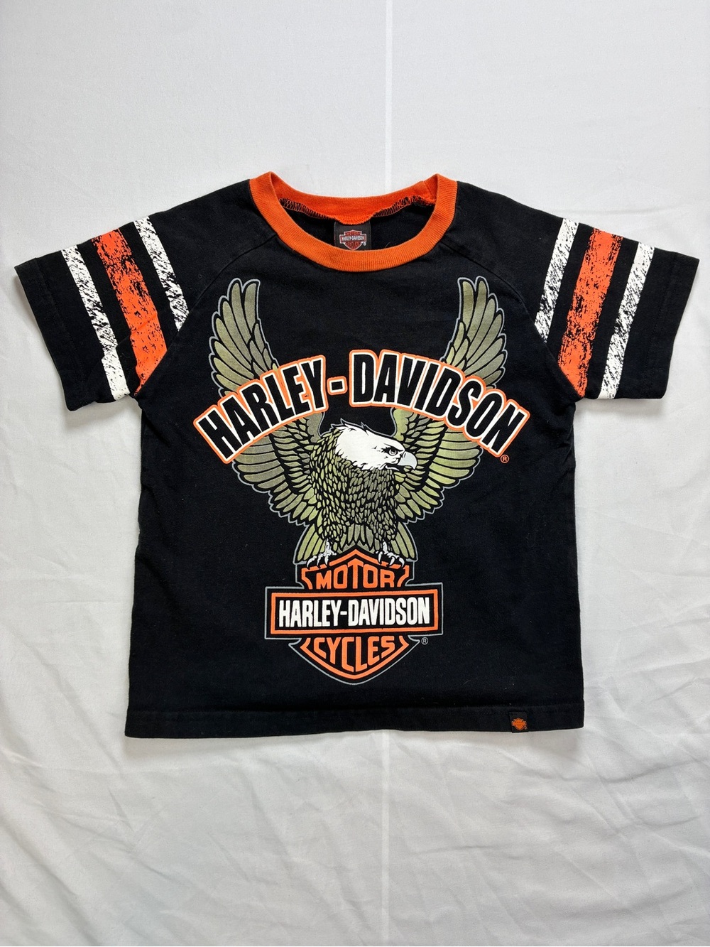 Harley-Davidson Black and Orange Harley-Davidson Motorcycle Graphic Kids Tee